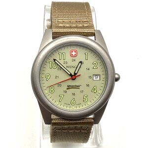 Vintage 2000 Wenger Swiss Army Unisex Watch Field Round Beige Working